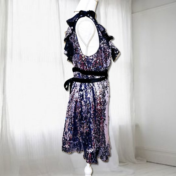 Free People Purple Black Sequin Siren Mini Dress - Picture 7 of 8